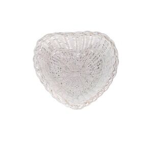 Basket Tray Heart Shaped White Woven Decorative Organizer 10 in valentines